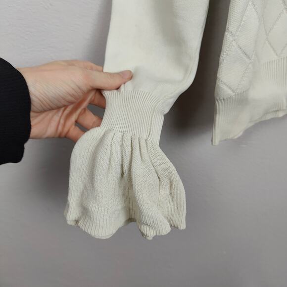 Opening Ceremony Flare Sleeve Sweater Womens Small Cream‎ Argyle Knit Viscose - Picture 3 of 6